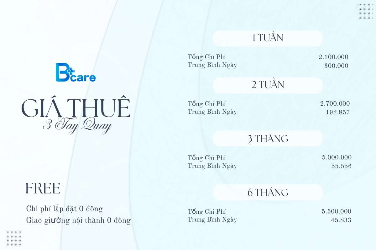 bảng giá thuê giường y tế 3 tay quay